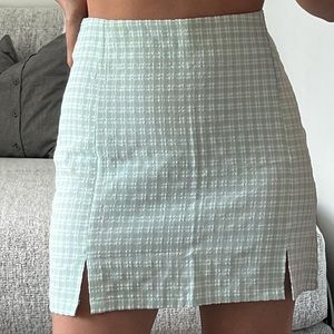 light green plaid skirt